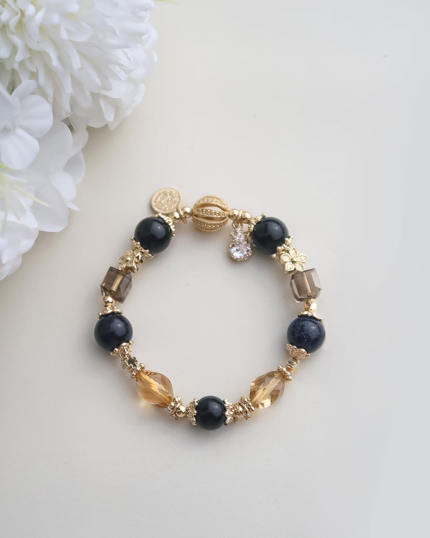 Black Gold Flora Crystal Bracelet