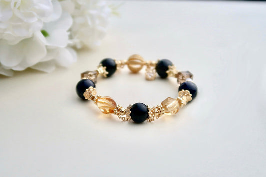 Black Gold Flora Crystal Bracelet